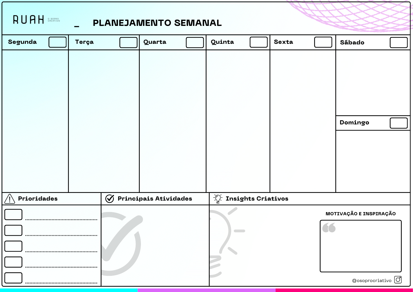 Prévia do Planner Semanal da RUAH